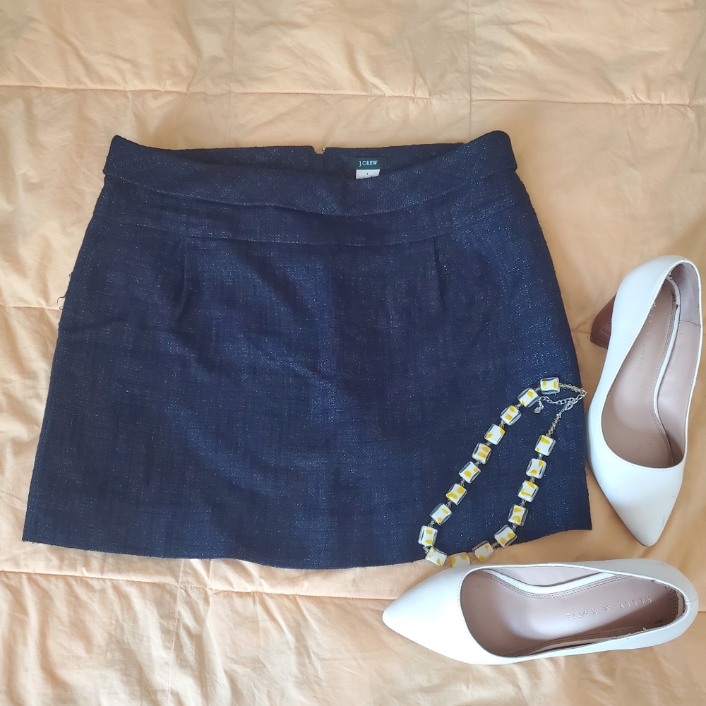 Navy & Silver J. Crew Skirt - read note on length!